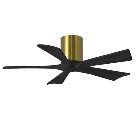Matthews Fan Co Irene-5H Flush Mounted 42 Ceiling Fan In Brshd Brss/Matte Black Blades IR5H-BRBR-BK-42